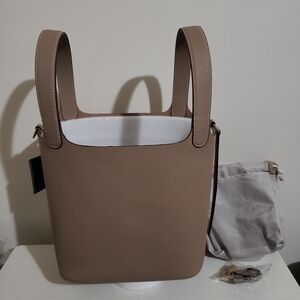 Everyday Taupe Pebbled Leather Tote - Women's Shoulder Bag